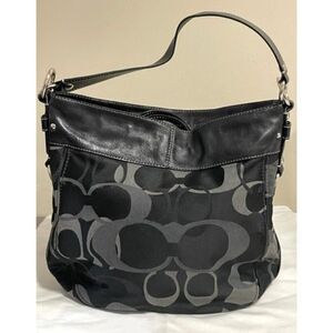 Coach Signature Zoe Hobo Shoulder Bag Black Gray 14710